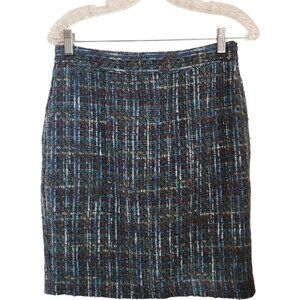 J. Jill Women’s Skirt 4  Petite A Line Lined Heather‎ Tweed Blue Office Work